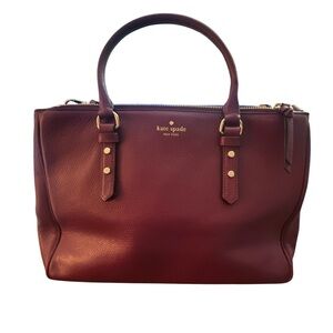 Kate Spade Tote Mulberry Street Leighann Large Burgundy Pebble Grain Leather Bag